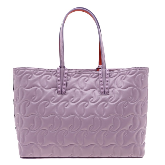 Christian Louboutin Cabata Tote Embossed Nappa Leather Purple New - Picture 2 of 10